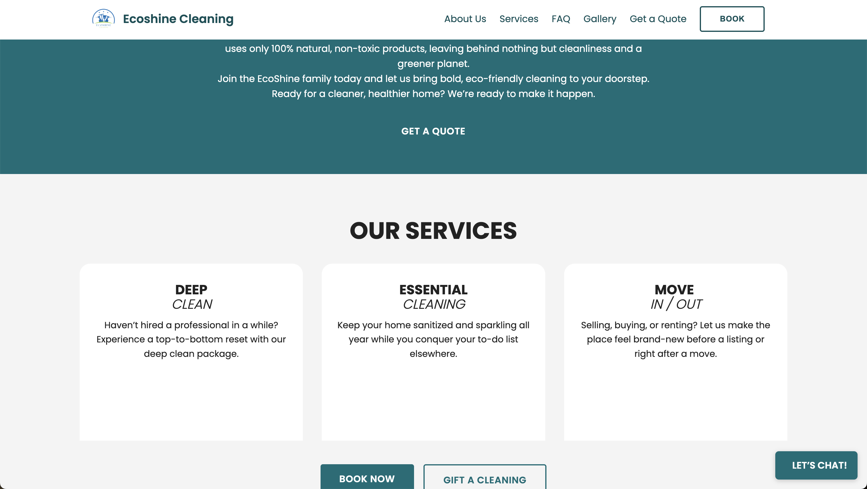 Screenshot of EcoShine Cleaning