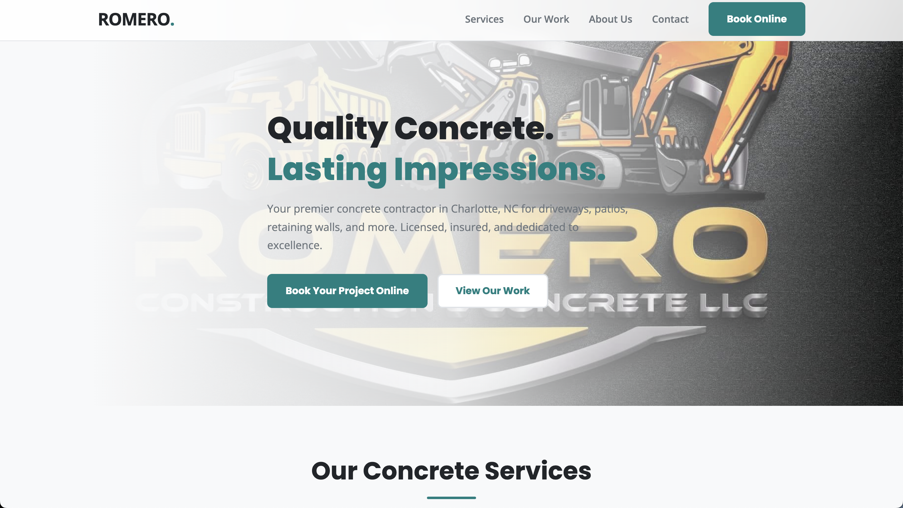 Screenshot of romeroconstructionconcrete
